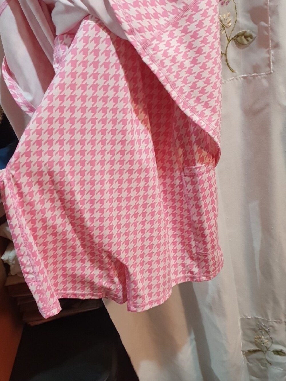 Pink Houndstooth Spaghetti Strap Dress - Picture 3 of 6